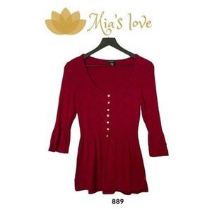 Afani, pullover sweater women, Size M, long sleeve, Knit Style, red color.